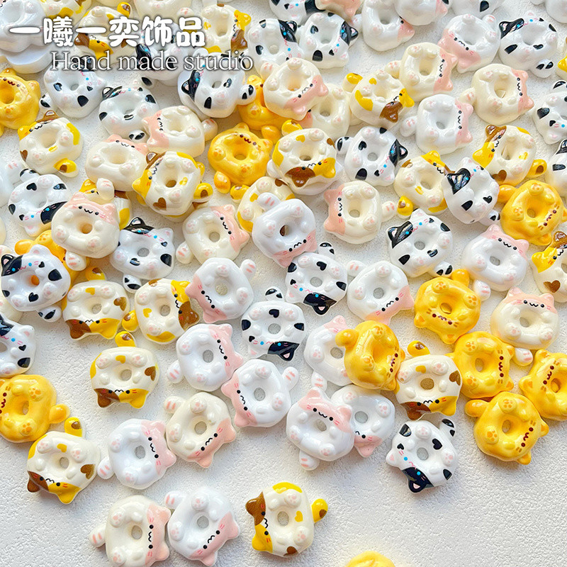 卡通貓咪甜甜圈樹脂配件 diy奶油膠手機殻髮夾配件 手套帽子飾品 水杯貼片 洞洞鞋配件 417N | 蝦皮購物