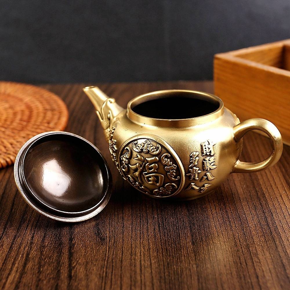 高評価のクリスマスプレゼント 仿古纯铜点金茶盏一套家居茶具泡茶壶