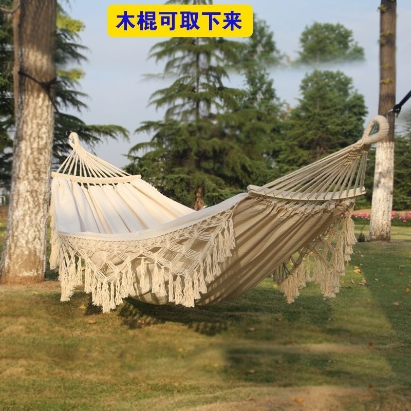 台灣出貨 流蘇 吊牀 戶外 鞦韆 防側翻 室內 家用 室外 野營 宿舍 大人 雙人 帆布 白色in 戶外 娛樂 鞦韆架 | 蝦皮購物