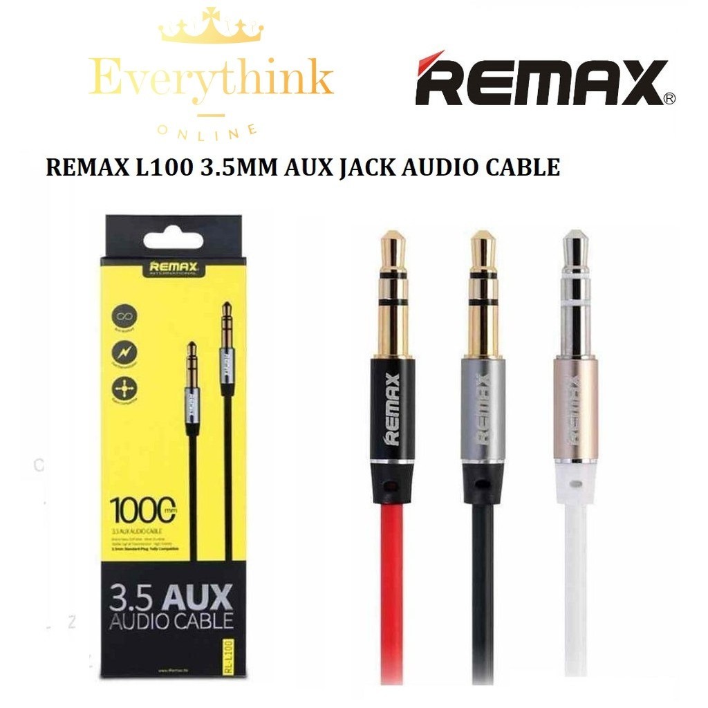 Remax L100 100CM AUX 插孔音頻線 3.5MM M 轉 M 音頻線麥克風和耳機 OTG 轉換器適配器 | 蝦皮購物