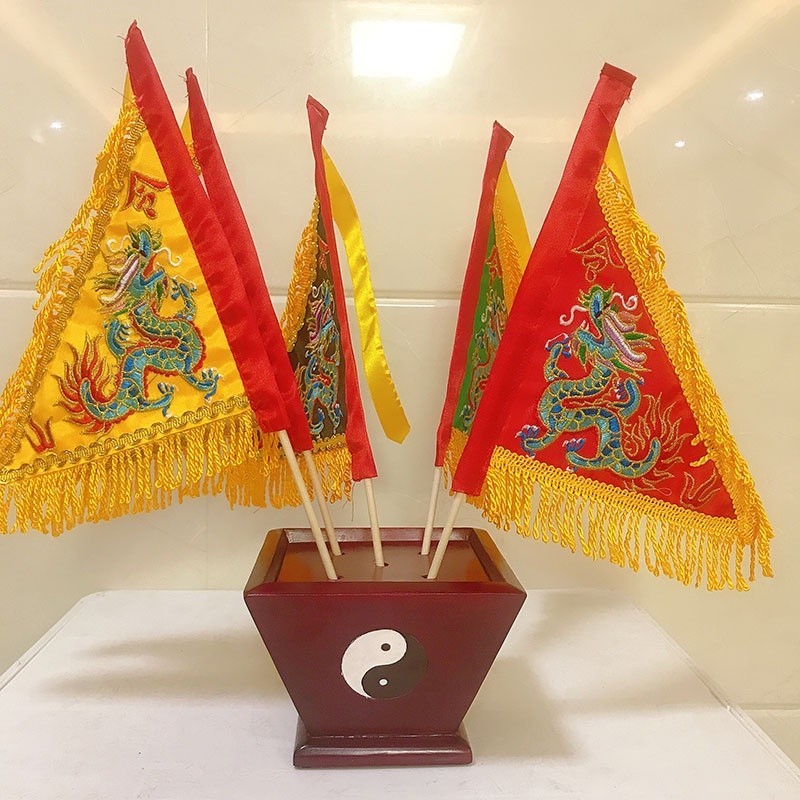 ♞,♘,♙迷你小號 五營旗 五色令旗龍旗三角旗 雙面刺繡神壇擺件 臺版結緣 免運 | 蝦皮購物
