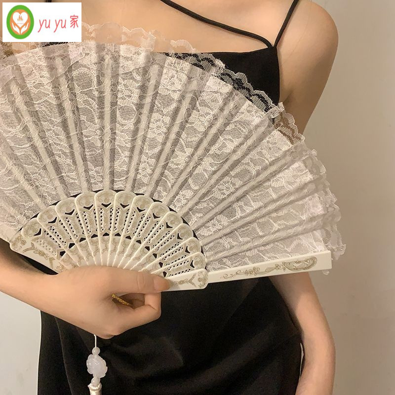 現貨 古风旗袍蕾丝扇 中式復古黑色蕾絲摺扇 蘿莉塔漢服旗袍扇 | 蝦皮購物