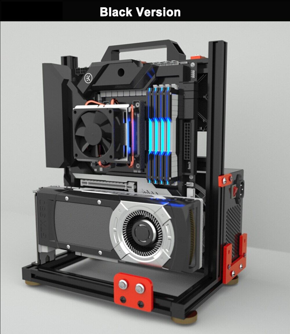 MOD 台式電腦櫃 ITX MATX ATX EATX PC 機箱開放式框架,水冷電腦遊戲玩家機箱機架垂直 DIY 黑色 | 蝦皮購物