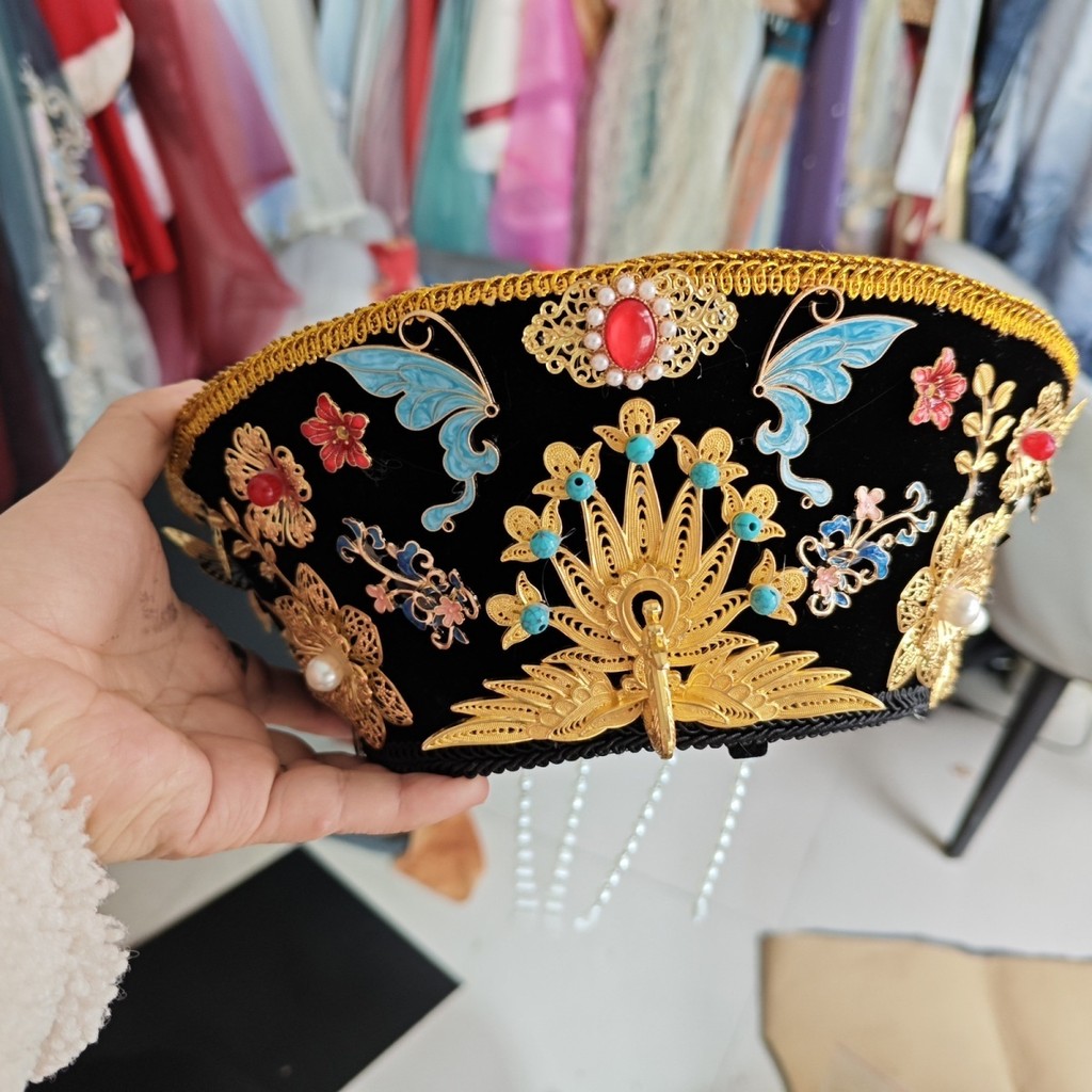 Xuan🥨清朝皇後帽子甄嬛傳如懿傳旂頭清朝頭飾鈿子帽/漢服妝造 寫真攝影 | 蝦皮購物