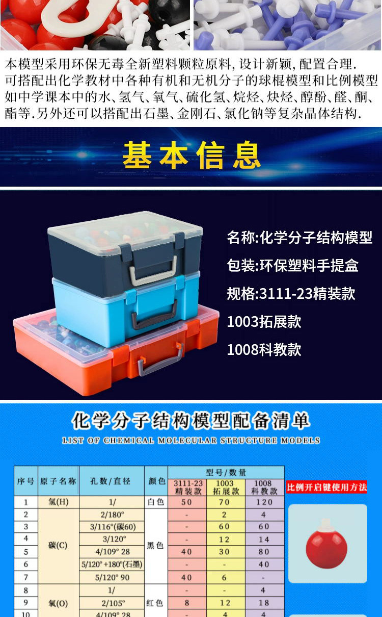 【台灣 出貨】球棍模型高中化學有機分子結構模型有機物球棍化學原子結構模型初高中有機無機化學分子結構模型實驗器材套裝 | 蝦皮購物