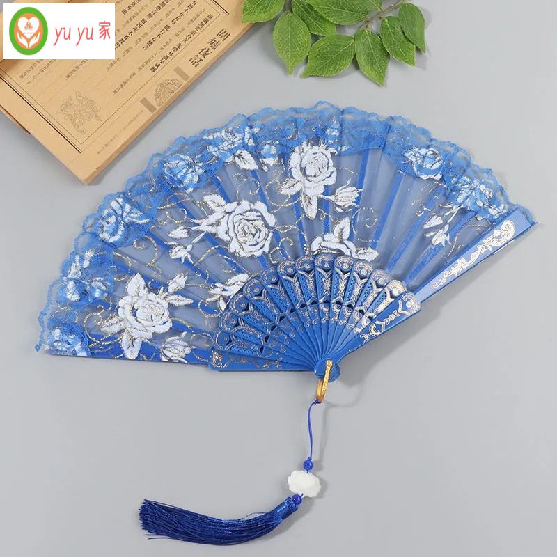 現貨 古风旗袍蕾丝扇 玫瑰蕾絲扇 女士摺扇 跳舞扇 古風扇 古典扇 摺疊扇 網紅扇 | 蝦皮購物