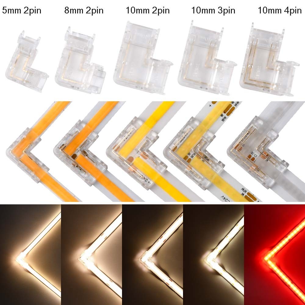 5 件 COB LED 燈條連接器無縫 2 針 5mm/8mm/10mm 直角角連接器 L 形連接器,用於 5050 R | 蝦皮購物