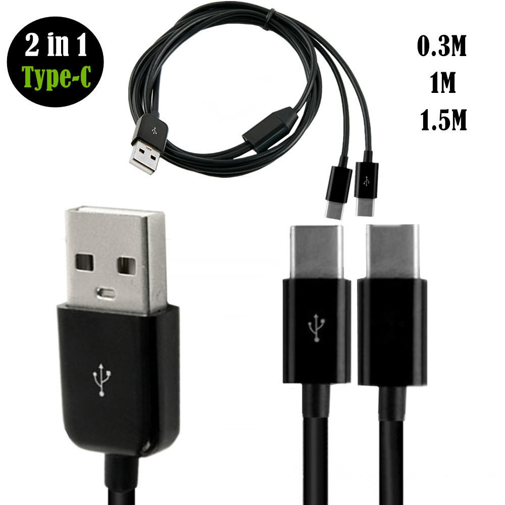 USB一拖二充電線一分二合一帶2個tpye-c接口充電數據線usb充電線 | 蝦皮購物