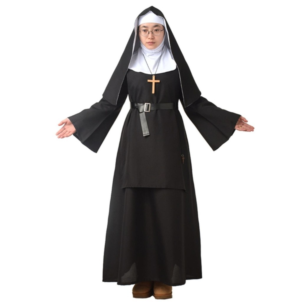 萬聖節鬼修女服舞臺表演聚會服裝詭修女長袍黑色cos哥特風拍照 | 蝦皮購物