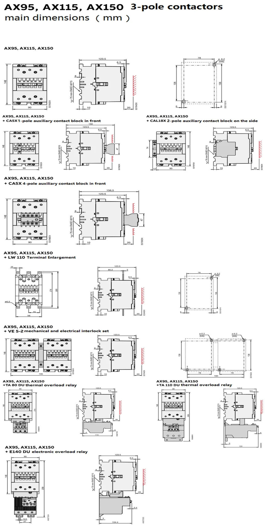 ABB 3 塊接觸器 AX 系列 1NC & 1NO 50HZ/60HZ 24V~440V 95A AX95-30-11 | 蝦皮購物