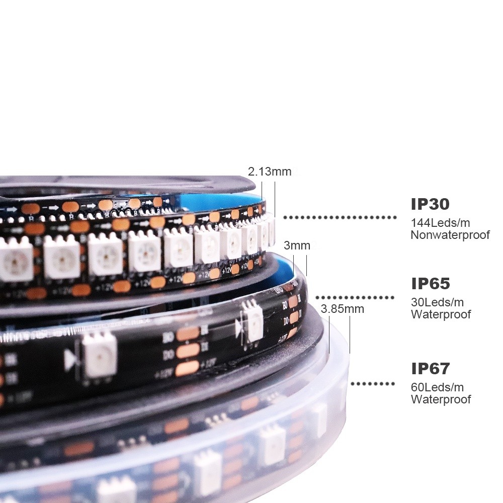 WS2815 LED燈條智能RGB可單獨尋址雙信號30 60 144 Leds/M 4PIN DC12V | 蝦皮購物