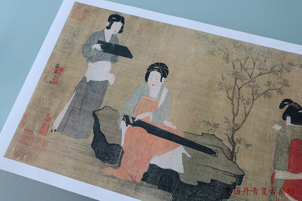 天一堂 1:1北宋佚名《調琴圖》古代名畵人物仕女圖真跡高清複製臨摹畵稿 | 蝦皮購物