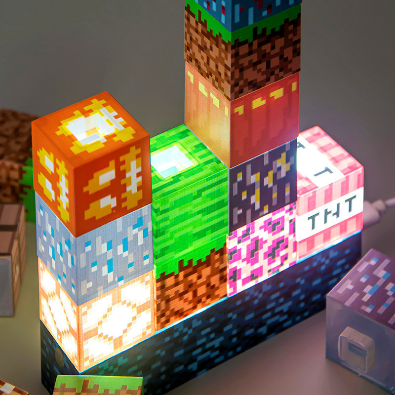 我的世界積木小夜燈氛圍小夜燈 Minecraft小夜燈髮光擺件 創意拚搭積木小夜燈 卡通 臥室睡眠燈 | 蝦皮購物