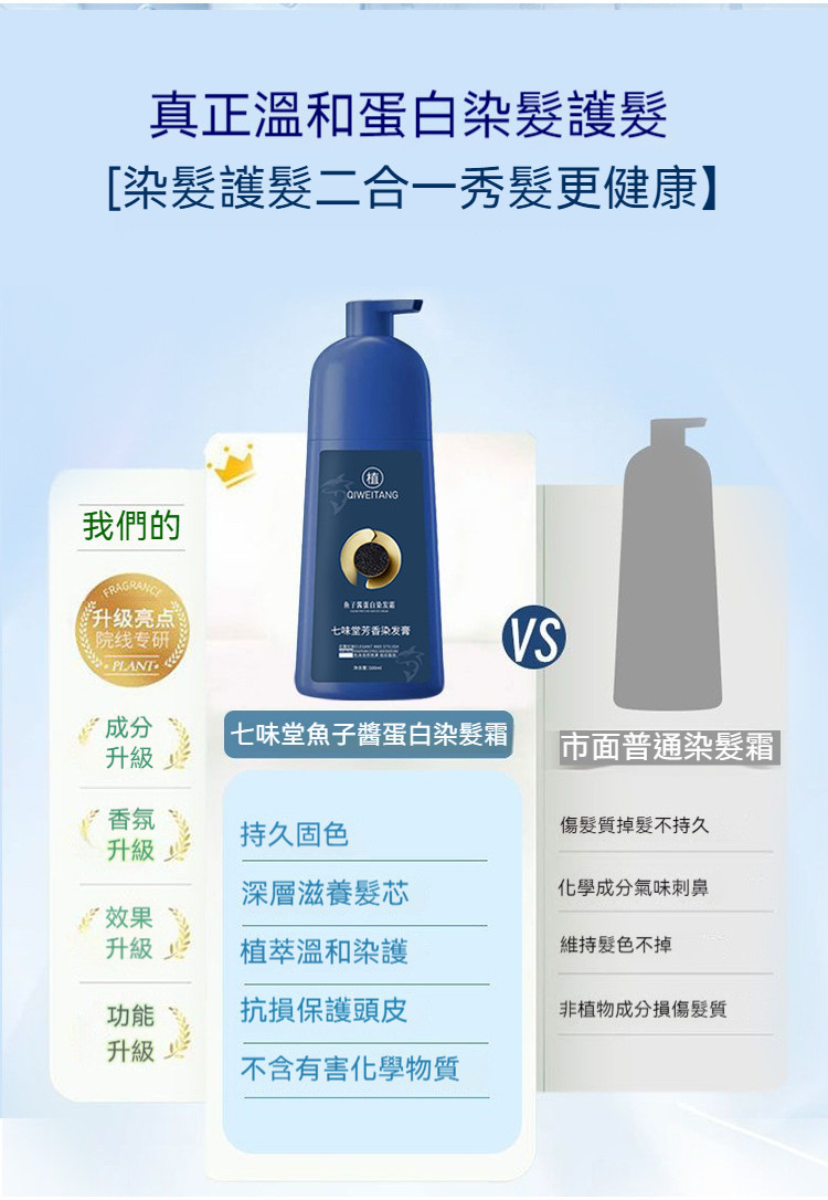 台灣出貨】七味堂芳香染髮膏染髮劑白髮專用魚子醬蛋白染髮植華士