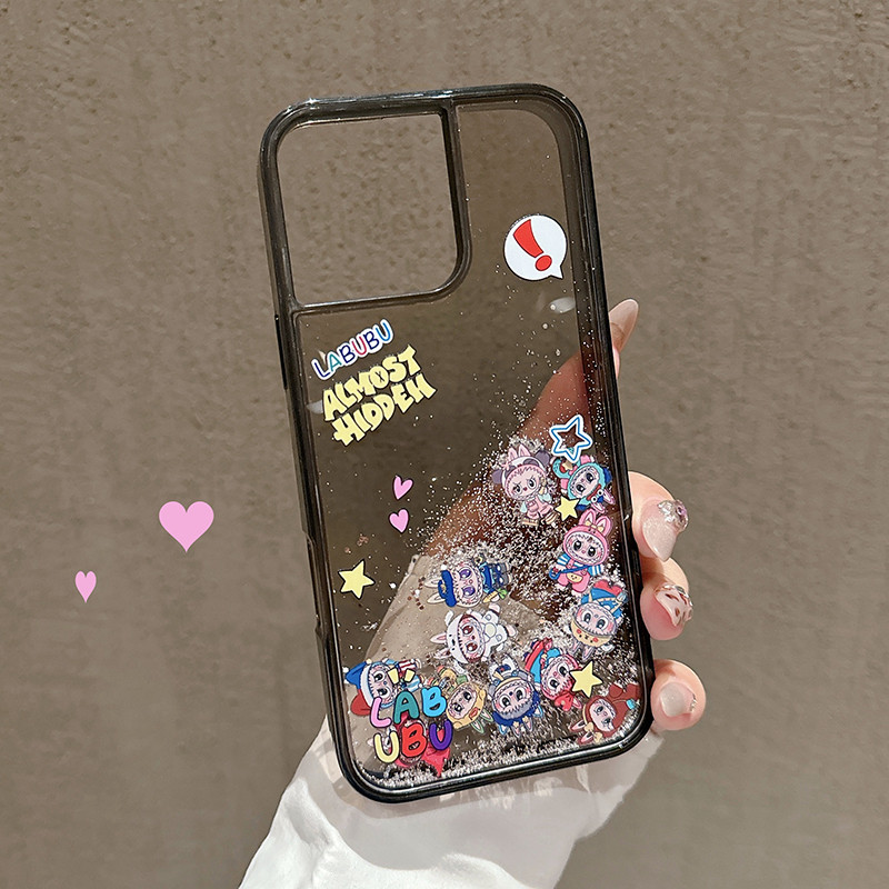 Kawaii 卡通 Labubu Slider 流沙手機殼兼容 iPhone 16 Plus 15 14 13 12 P | 蝦皮購物