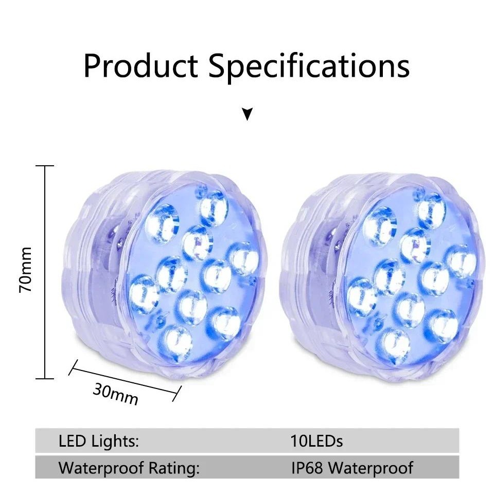 10 個 LED RGB 水下燈帶磁性吸盤的 LED 水下燈 16 色燈魚缸池水下照明植物生長燈 | 蝦皮購物