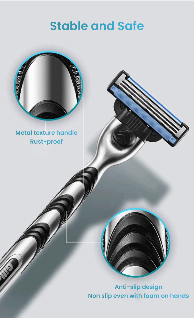 原裝 Razor Gillette Mach 3 安全剃須刀剃須刀片三刃鬍鬚手動剃須刀 1 剃須刀架 4 刀片 | 蝦皮購物