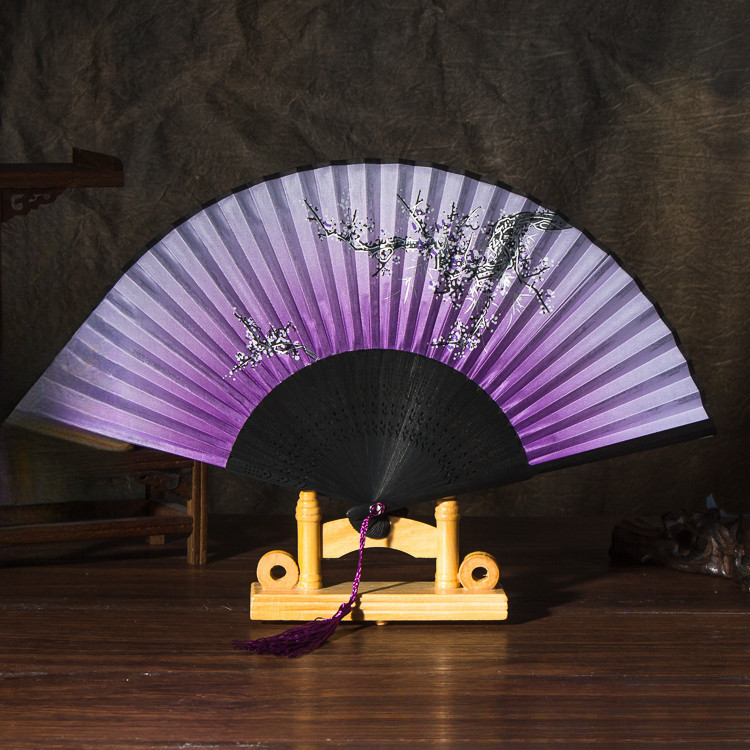 天一堂 絲綢女士折疊扇 日本梅花櫻花竹扇 和風日式扇 可 | 蝦皮購物