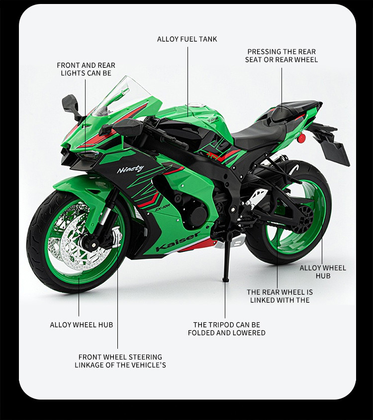 KAWASAKI 1:9 川崎忍者ZX-1 或摩托車壓鑄玩具汽車模型車合金玩具