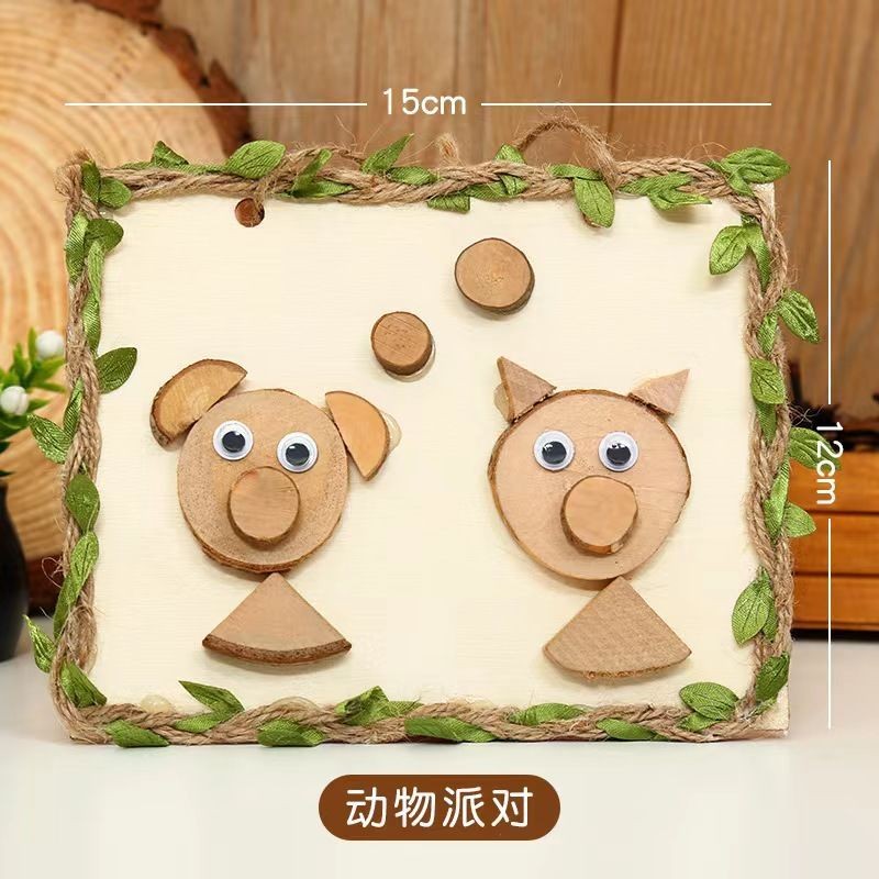 🔥台灣熱賣🔥 創意DIY原木畫自然原木片 樹枝畫 手工製作材料包 幼兒園木藝畫框相 | 蝦皮購物