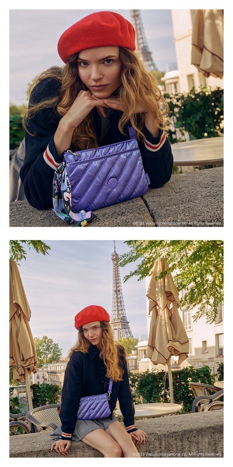 KIPLING x EMILY PARIS 『千層包』金屬丁香紫單肩隨身斜背包-RIRI | 蝦皮購物