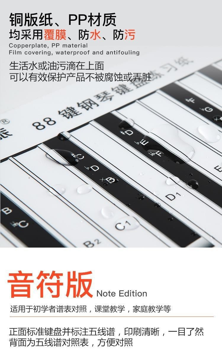 🔥現款-限時特惠🔥標準1:1 88鍵鋼琴鍵盤練習紙指法練習手捲鋼琴五綫譜鍵盤音符 FGTJ | 蝦皮購物