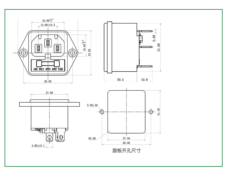 【可開發票】AC電源插座 帶保險絲 公座開關 三合一品字插座 10A全銅 三腳插片 | 蝦皮購物