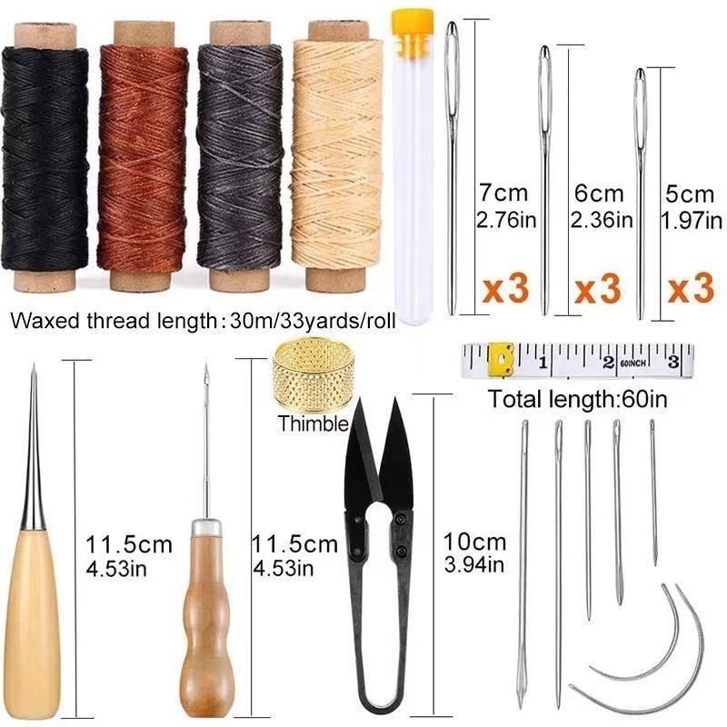 手縫套裝28Pcs DIY手縫工具皮具製作 皮具diy皮革工具套裝 | 蝦皮購物