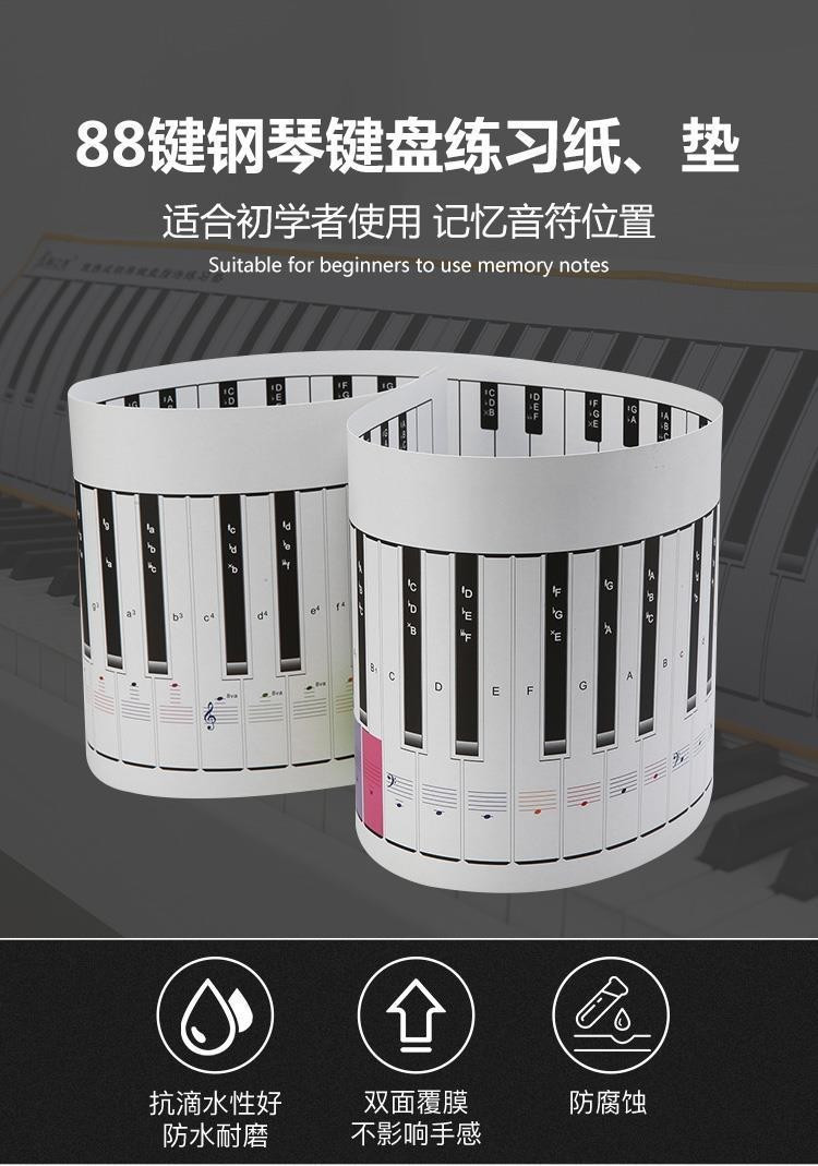 🔥現款-限時特惠🔥標準1:1 88鍵鋼琴鍵盤練習紙指法練習手捲鋼琴五綫譜鍵盤音符 FGTJ | 蝦皮購物