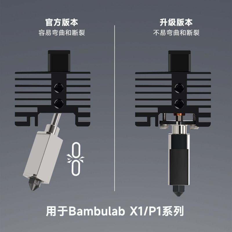 【附發票】Bambu Lab拓竹X1C/P1P擠出頭2.0升級硬化鋼熱端3D打印機高溫組件 | 蝦皮購物