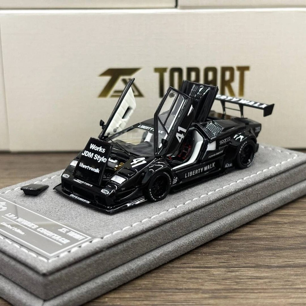TopArt 1:64 LBWK Countach 黑色 41# 壓鑄全開式模型車 2025 | 蝦皮購物