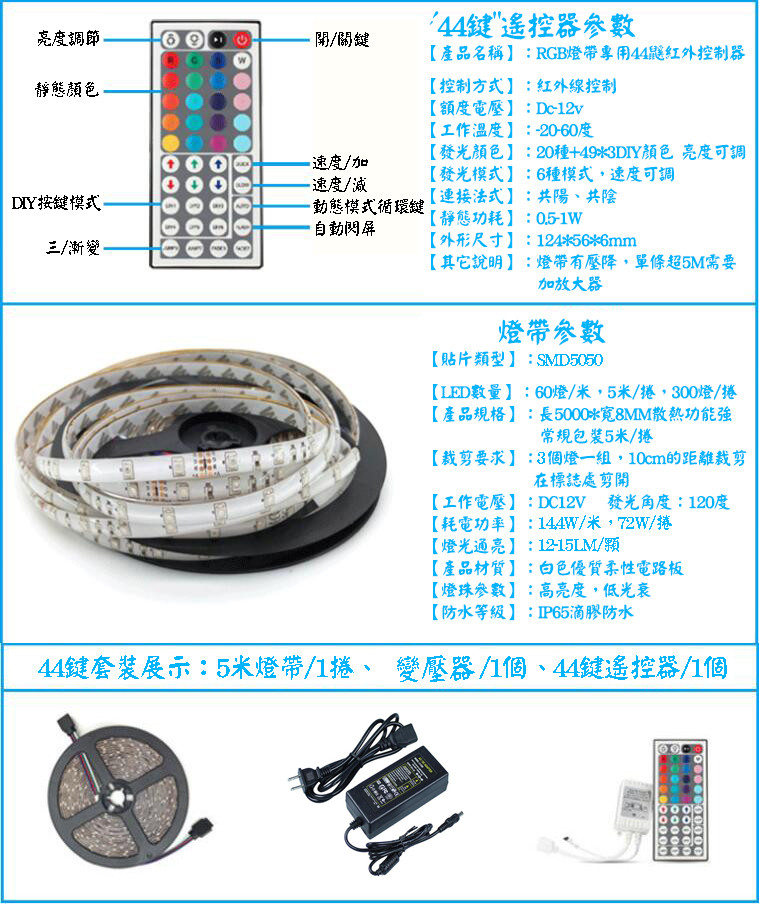 變色防水燈條｜【黑馬燈城】｜電視背景燈/高亮/RGB/LED燈帶/12V/300顆燈珠/5米/櫃檯/遙控【A1098】 | 蝦皮購物