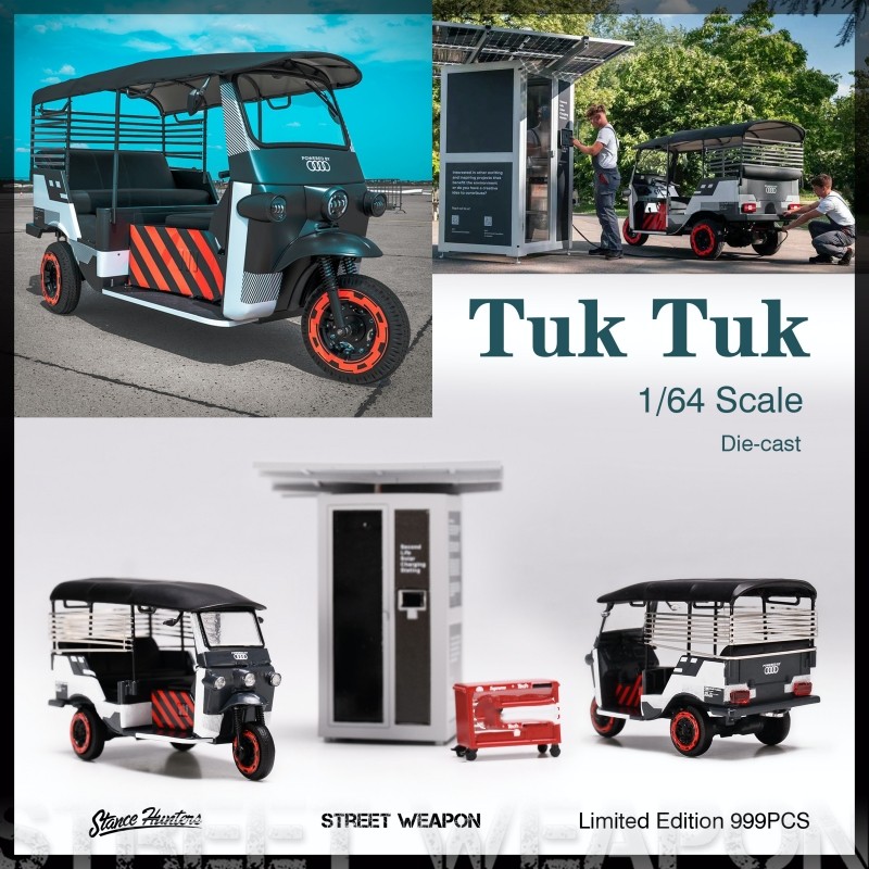 SH&SW Tuk Tuk 1/64 合金模型 附充電站和工具箱 成品收藏 三蹦子 | 蝦皮購物