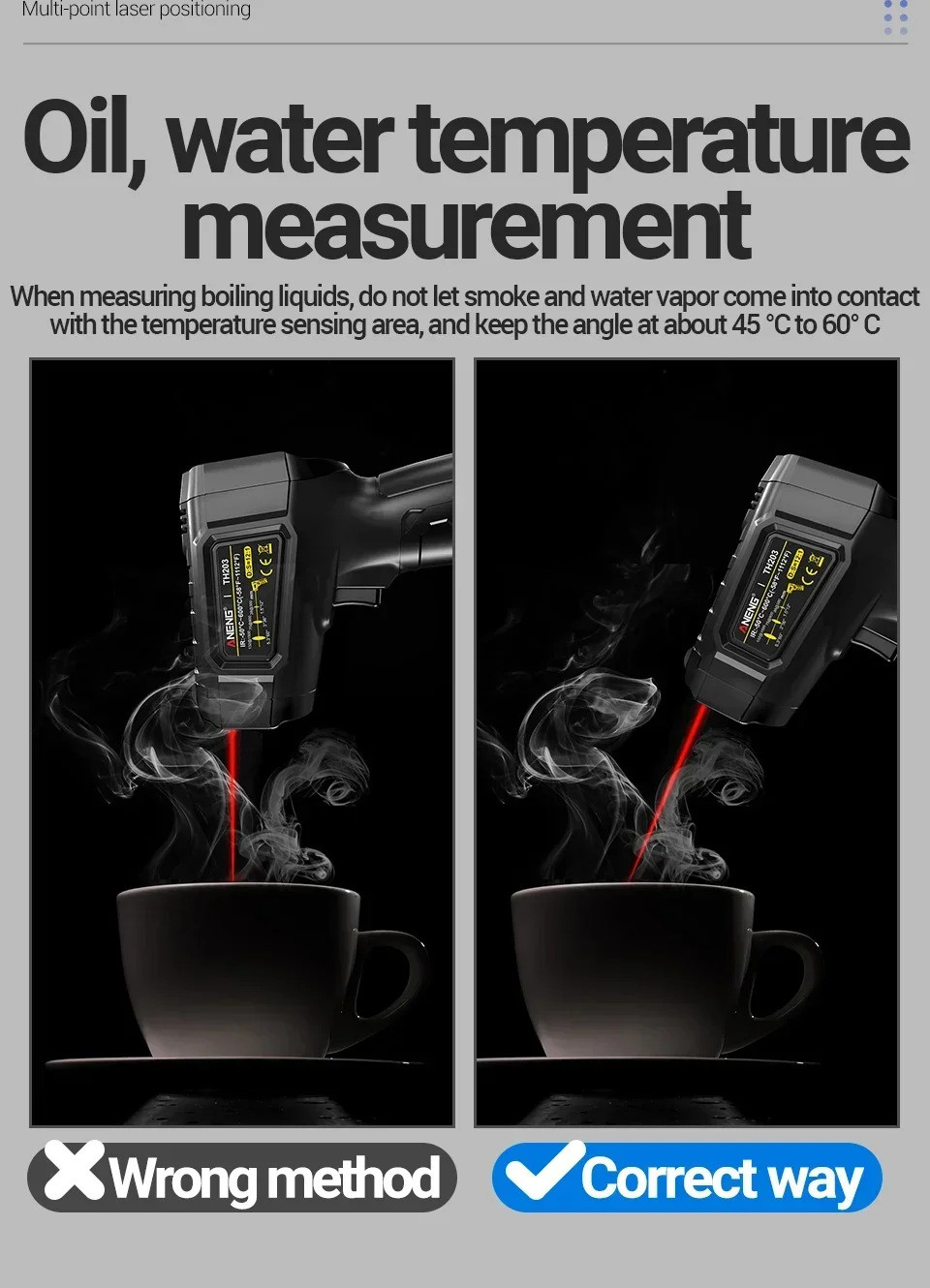 TH203 紅外線測溫儀 -50~600°C 工業級溫度槍 VA反顯彩屏 高精度 非接觸式測溫儀 家用/電工/烘焙 | 蝦皮購物