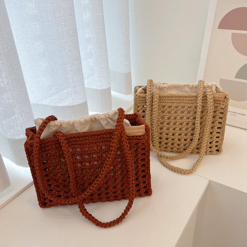 Mongchi 針織鉤針編織的DIY KIT Yarn Thefour 網袋包| 蝦皮購物