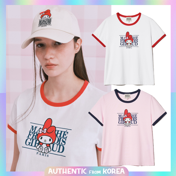 MARITHE X MY MELODY W RINGER TEE 淺粉色| 蝦皮購物