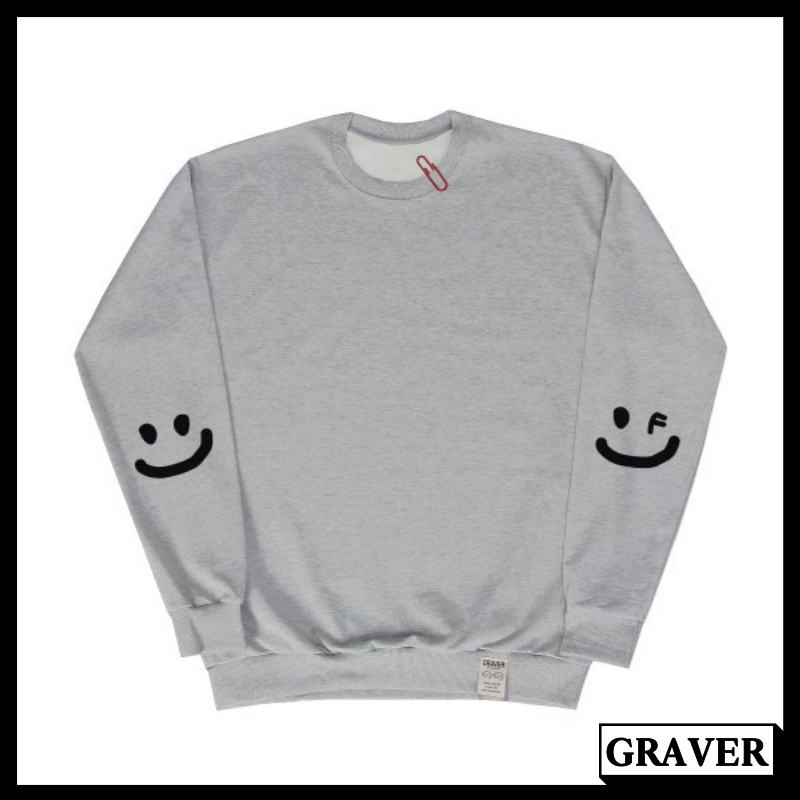 【GRAVER】21FW★ Elbow Smile Drawing Half zipup Sweatshirt 