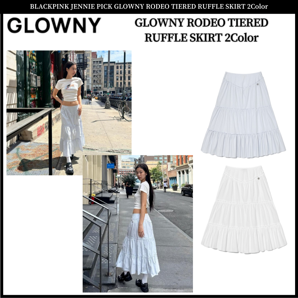 Blackpink JENNIE PICK GLOWNY RODEO 分層荷葉邊裙2色| 蝦皮購物