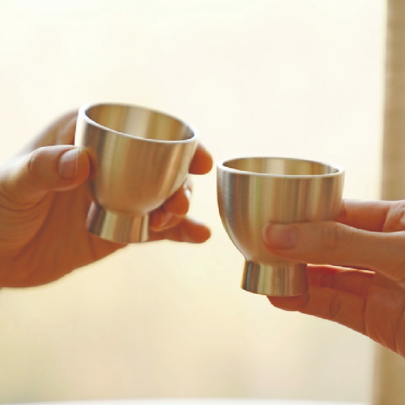 Set De 2 Tasses à Soju En Laiton Coréen Bangjja Yugi - Artisanal, 78% Cuivre, 22% étain