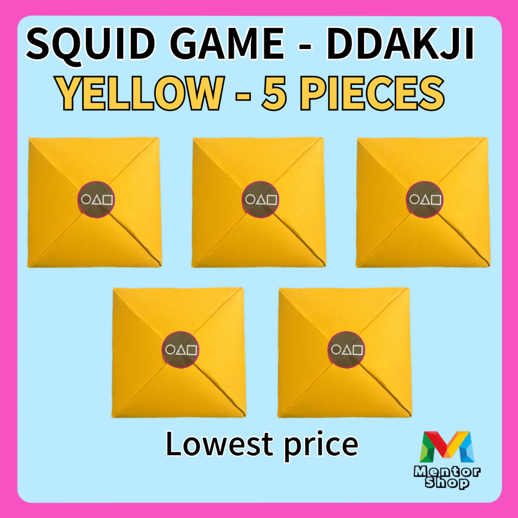 [Mentor Shop] Squid Game Ddakji - 黃色 5 Pieces(傳統韓國遊戲) | 蝦皮購物