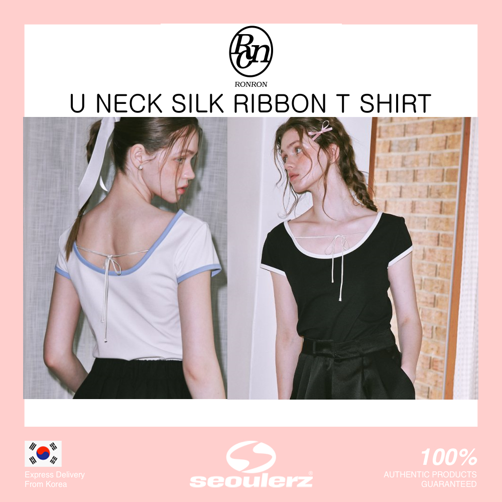 ☆韓国の人気☆【RONRON】☆U NECK SILK RIBBON T SHIR.T☆ RONRON] U NECK SILK RIBBON T SHIRT 短袖T恤| 蝦皮購物