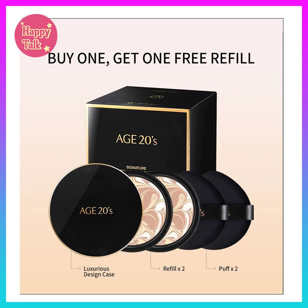 Coussinet Fondation Age 20's Signature Essence – Teinte #21 Beige Clair, FPS 50, Avec 2 Recharges