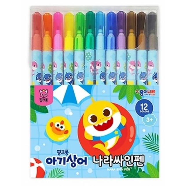 碰碰狐小鯊魚彩色記號筆 12 色、蠟筆、彩色筆 | 蝦皮購物