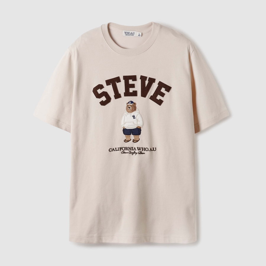 【WHO.A.U】Steve Patch Short Sleeve T-shirt S] WHO.A.U STEVE PATCH SHORT SLEEVE T-SHIRTS,NAVY