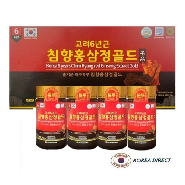 韓國6年根紅蔘沉香紅蔘濃縮液GOLD 240g×4瓶| 蝦皮購物