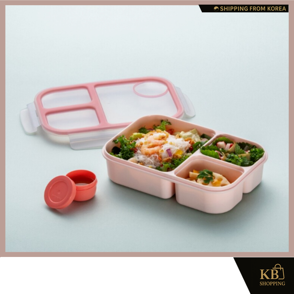 LocknLock Bento 午餐盒 980 毫升 – 3 隔間防漏不含 BPA 食品容器,用於備餐,微波爐安全 | 蝦皮購物