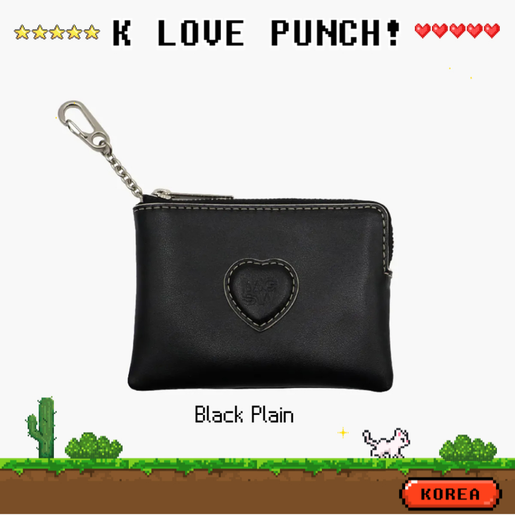 [Margesherwood ] / ☆ HEART ZIPPER WALLET / black plain HEART ZIPPER WALLET_SILVER LOGO_cocoa corduroy suede