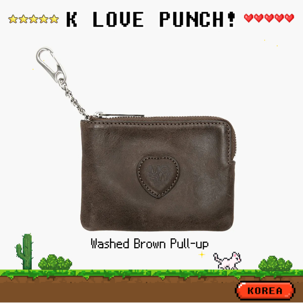 [Margesherwood ] /☆HEART ZIPPER WALLET/washed brown pull-up HEART ZIPPER WALLET_washed brown pull-up - MARGESHERWOOD
