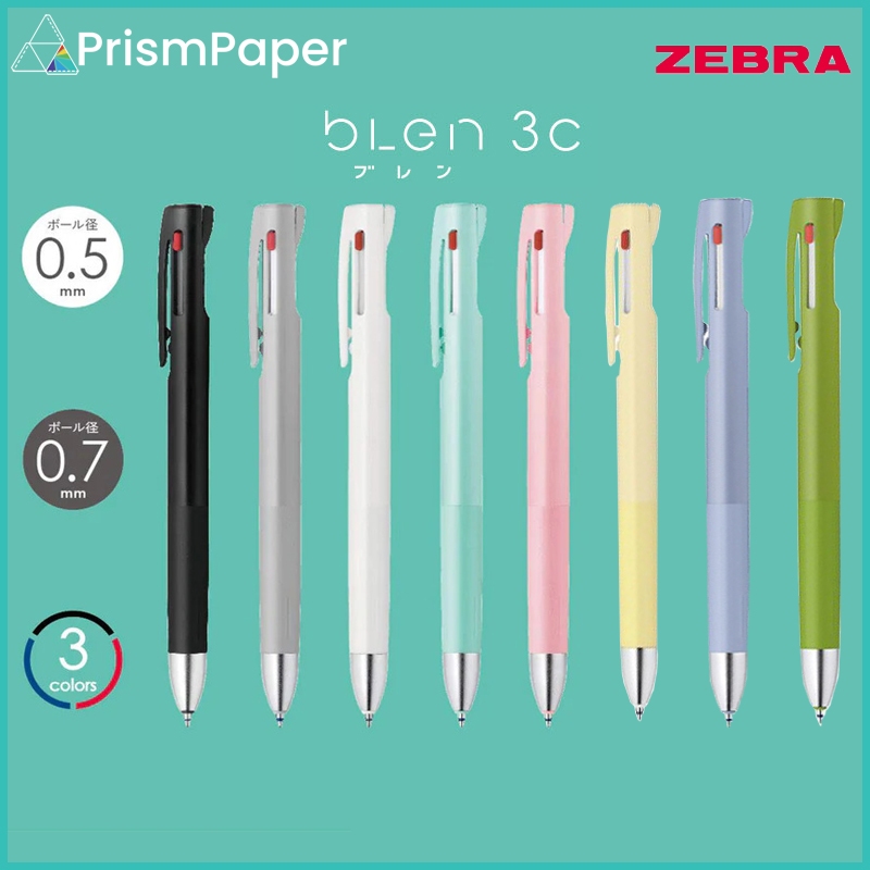 Zebra Blen 0.7mm 3 Colours Tükenmez Kalem Beyaz Gövdeli / B3a88-w