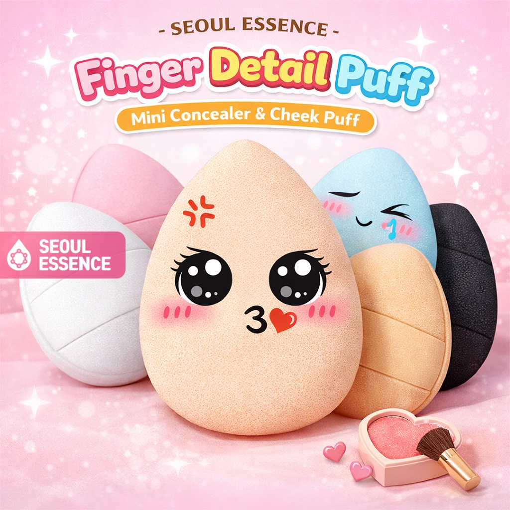 SEOUL ESSENCE Finger Detail Puff - 迷你遮瑕膏和臉頰粉撲、精密彩妝攪拌器、指尖粉末塗抹 | 蝦皮購物